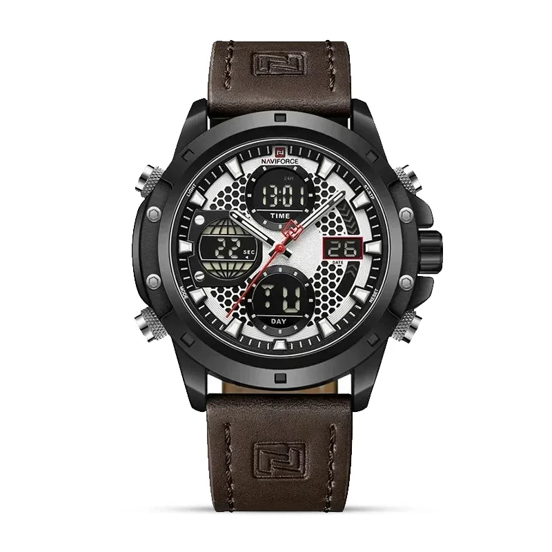 Naviforce NF9225 Dual-time Black, White Dial Men's Watch